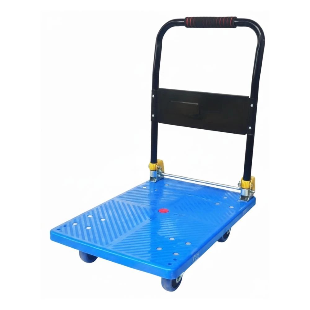 Premium ABS Fibre Based Foldable Rectangle Blue Cart Trolley