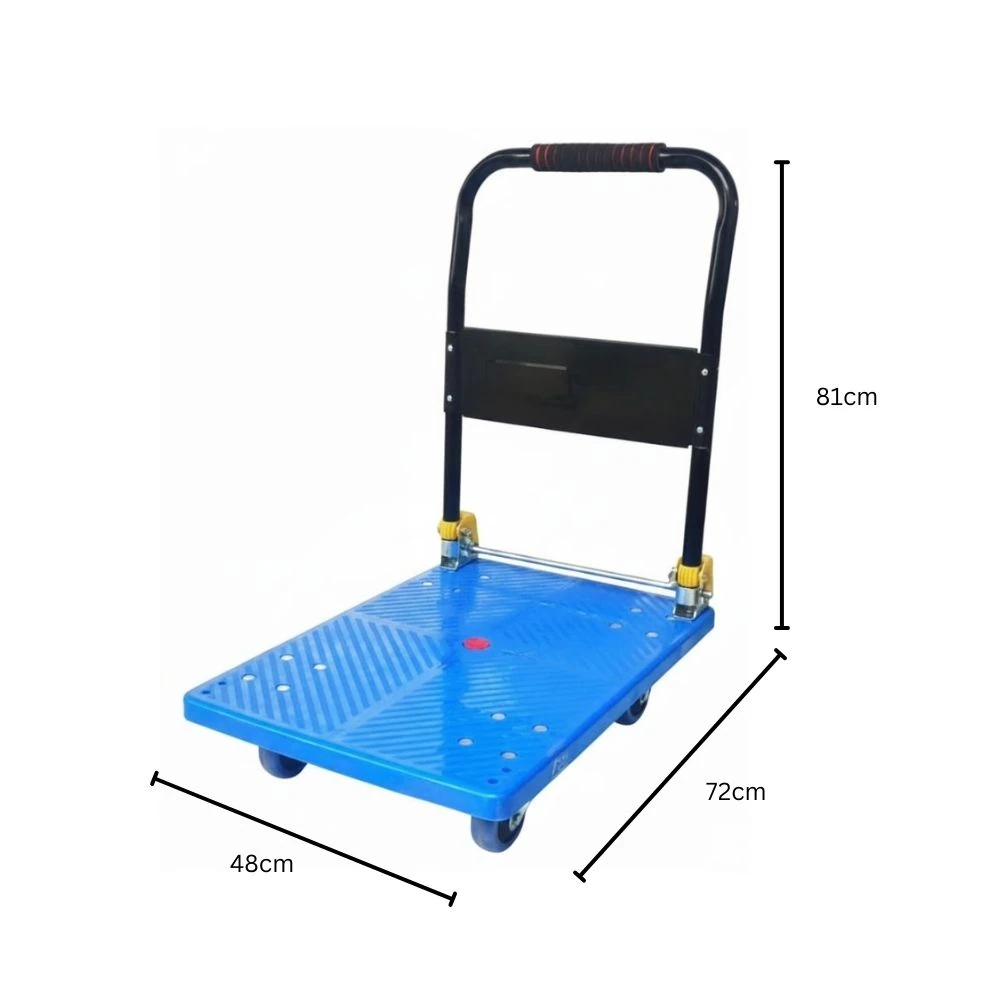 Premium ABS Fibre Based Foldable Rectangle Blue Cart Trolley — view 2