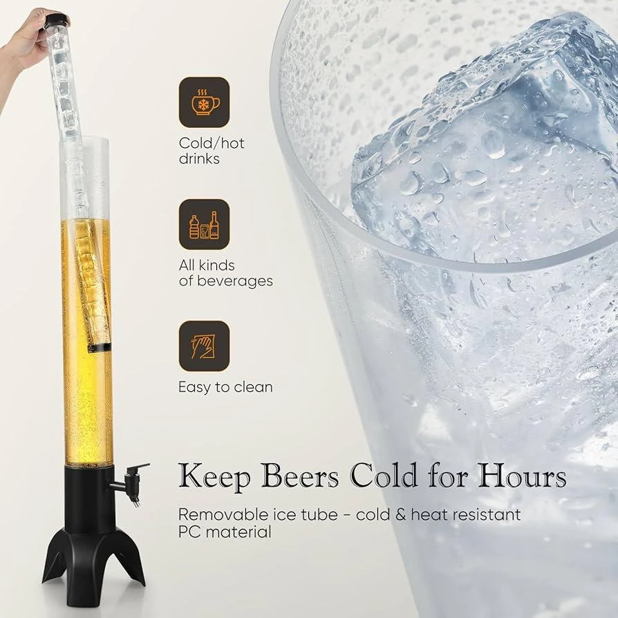 Beer Tower Long with Metal Base & Ice Tube - 3L | Black — view 5