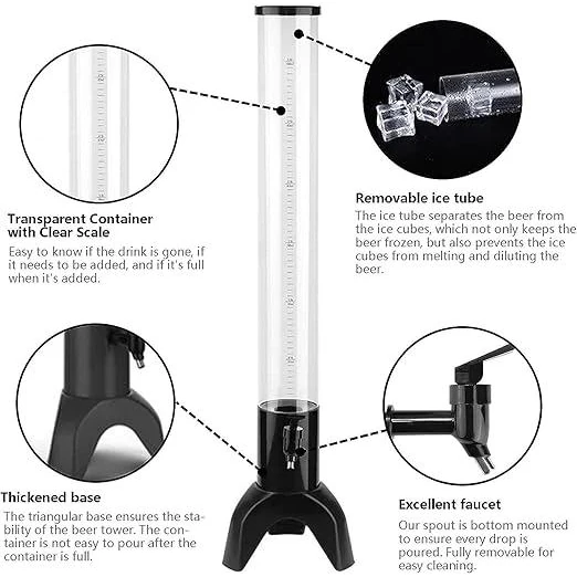 Beer Tower Long with Metal Base & Ice Tube - 3L | Black — view 9