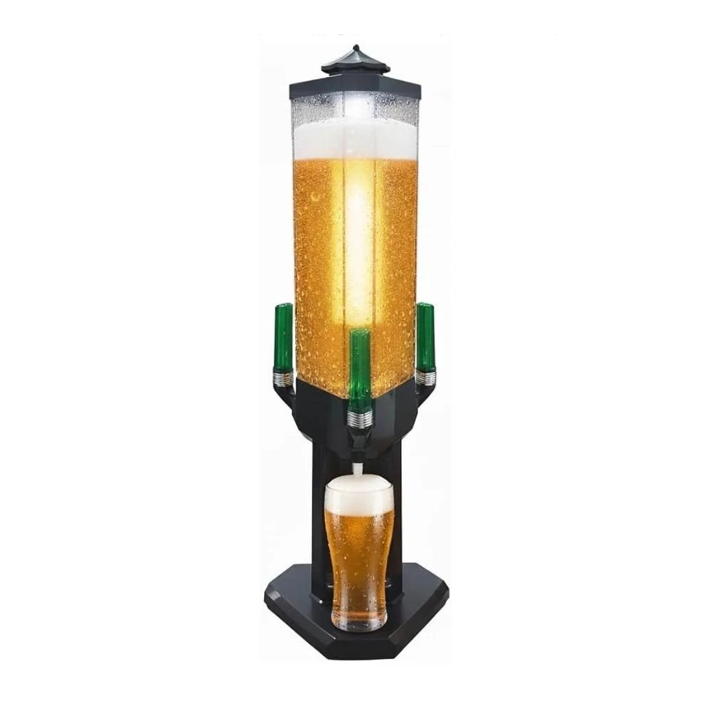 Beer Tower with 3 Green Taps & Ice Tube - LED Backlight | 1 Compartment 1 Flavour | 3L — view 3
