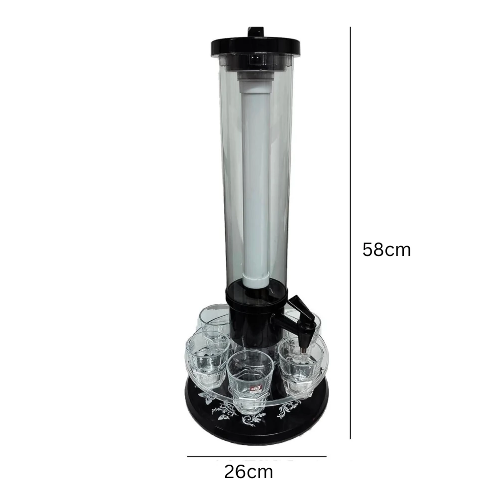 Beer Tower with Ice Tube & Rotating Tray with 6 Glasses - 3L | Black — view 2
