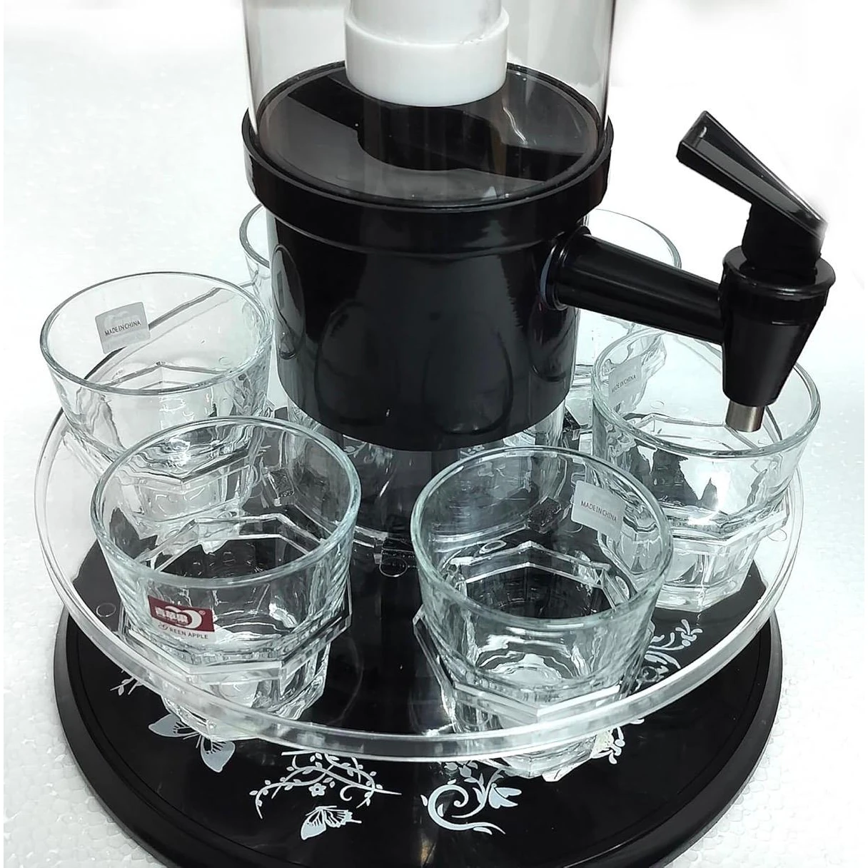 Beer Tower with Ice Tube & Rotating Tray with 6 Glasses - 3L | Black — view 4