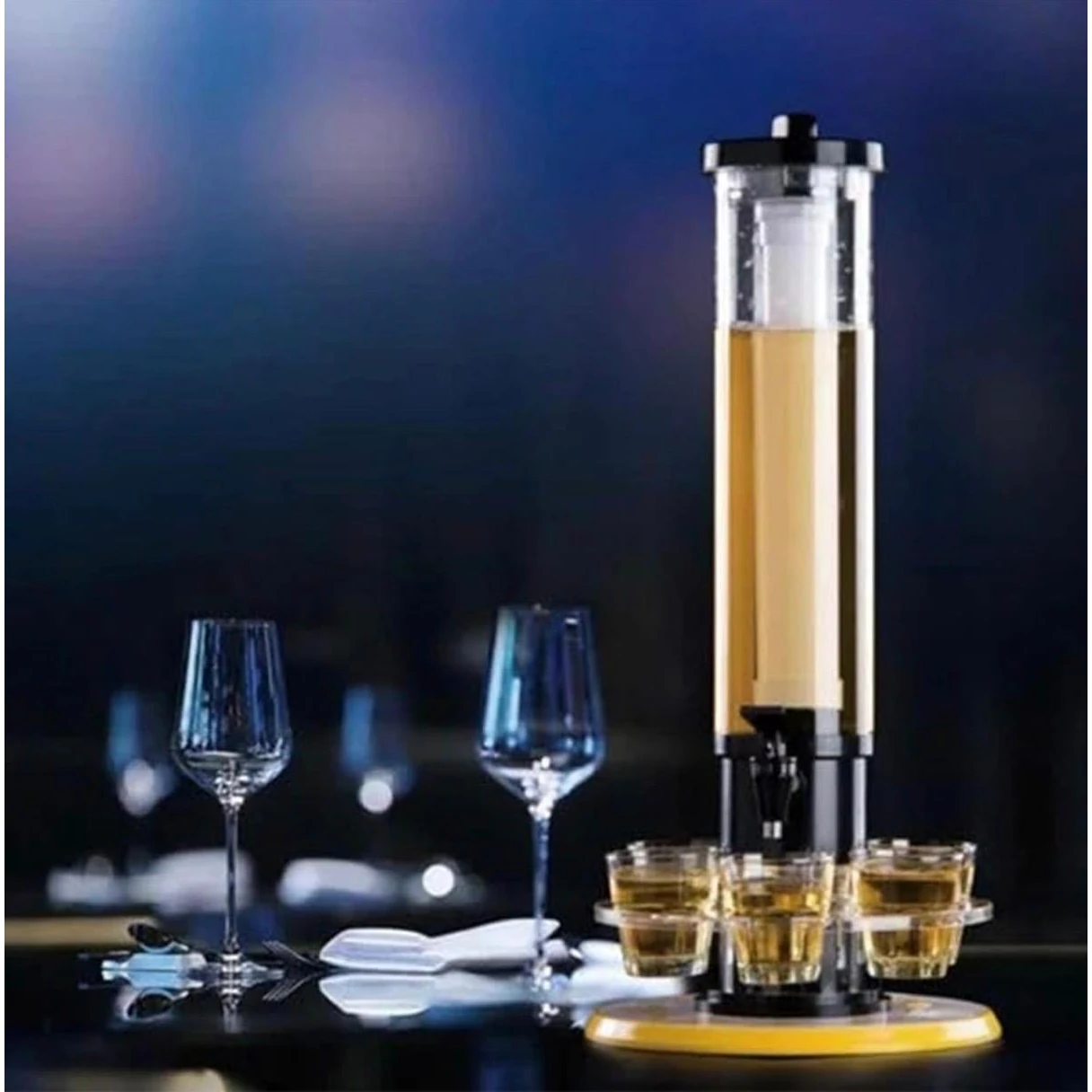 Beer Tower with Ice Tube & Rotating Tray with 6 Glasses - 3L | Black — view 6