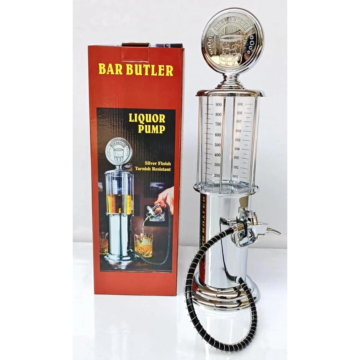 Plastic Bar Butler Liquor Pump Dispenser - 1L | Silver — view 9