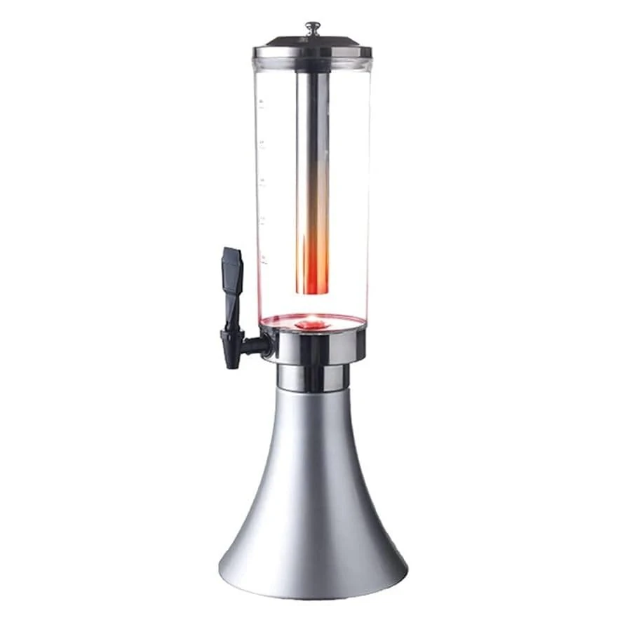 Beer Tower with SS Gel Based Ice Tube & LED Lights - 3L — Silver