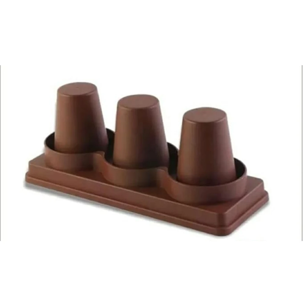 ABS Fibre Cylindrical 3 Slot Cup Holder — Brown