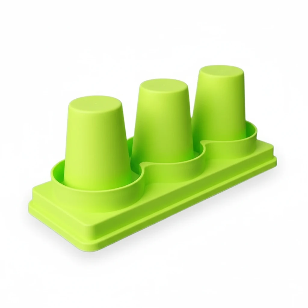 ABS Fibre Cylindrical 3 Slot Cup Holder — Green