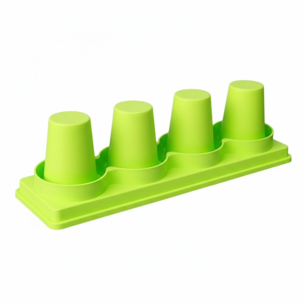 ABS Fibre Cylindrical 4 Slot Cup Holder — Green