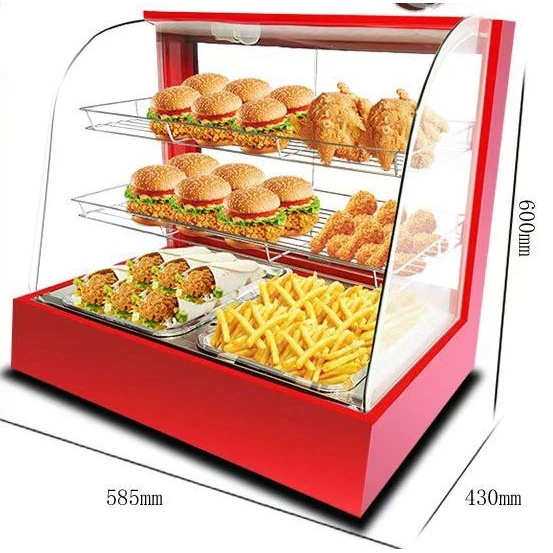 Electric Red Warming Display Showcase with Toughened Glass - 2 Layer Curved Model - Big — view 2