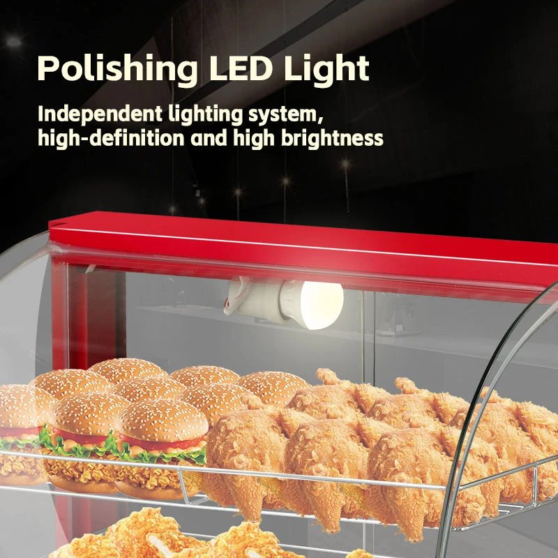 Electric Red Warming Display Showcase with Toughened Glass - 2 Layer Curved Model - Small — view 4