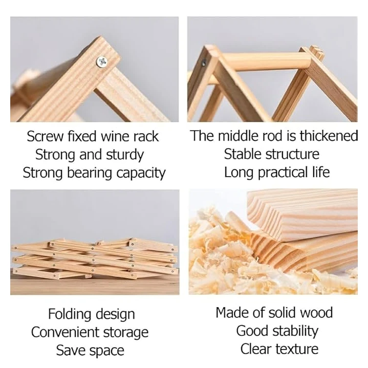 Wooden Foldable Bamboo Wine Holder — view 5