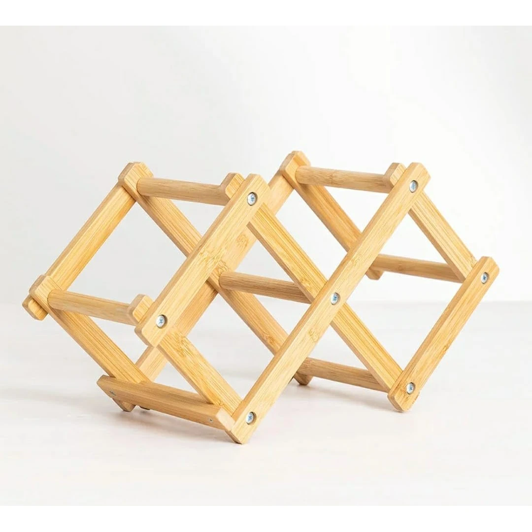 Wooden Foldable Bamboo Wine Holder — view 7