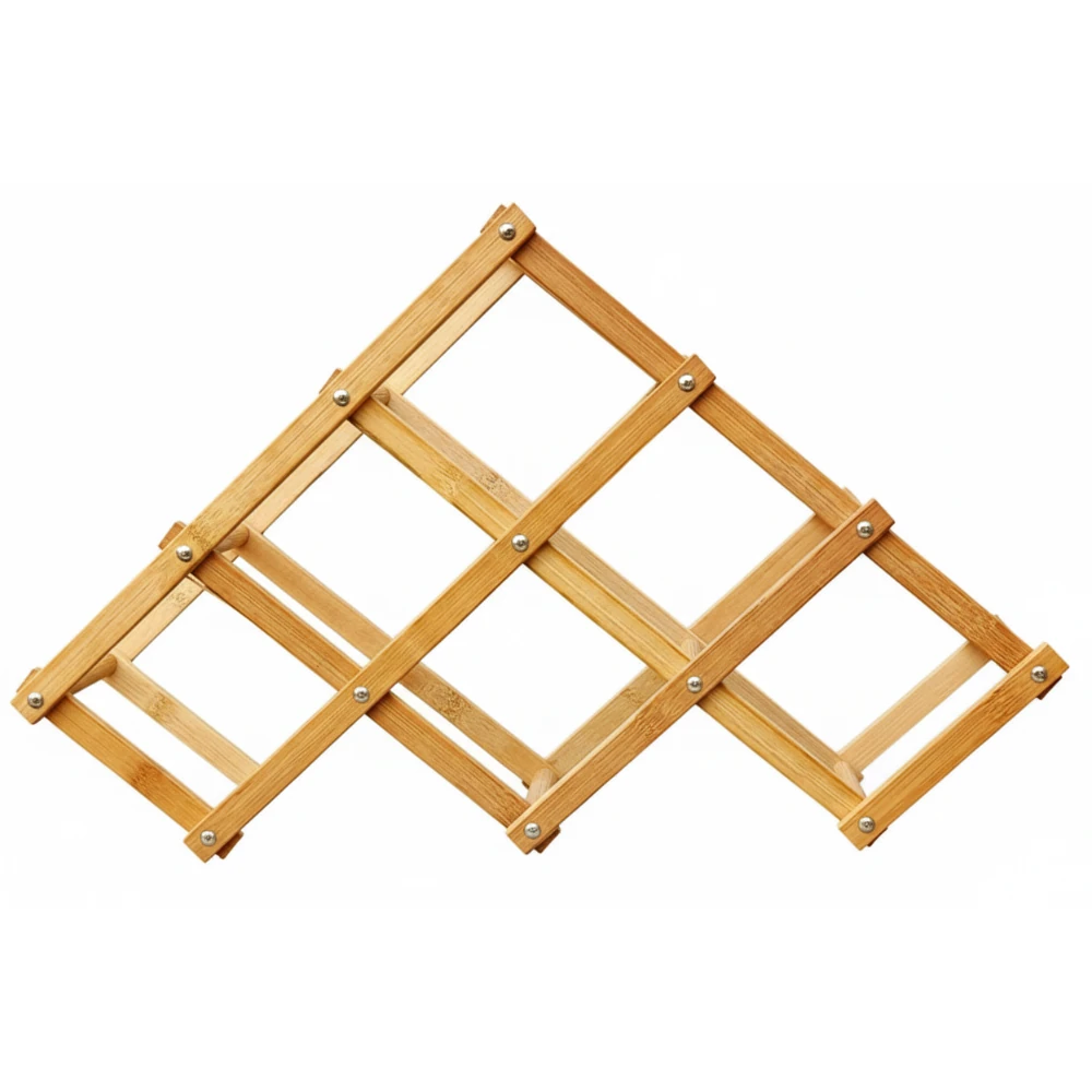 Wooden Foldable Bamboo Wine Holder — 6C