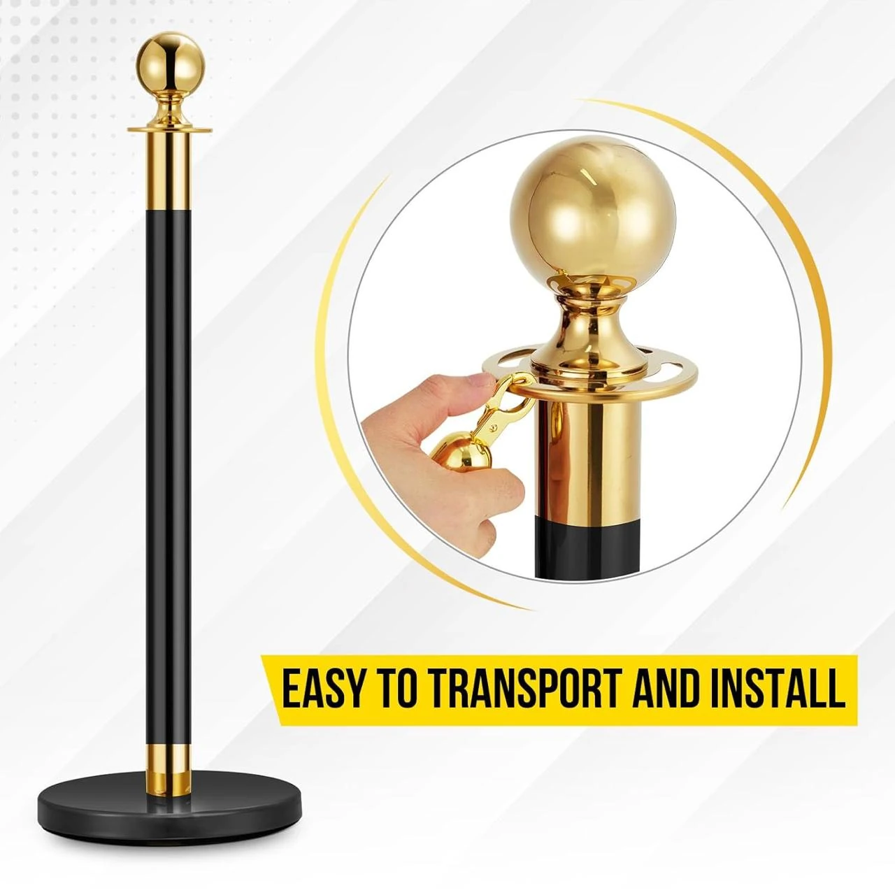 Spare for Queue Manager - Black + Golden Pole with Top Ball | Single pc Box Packing — view 3