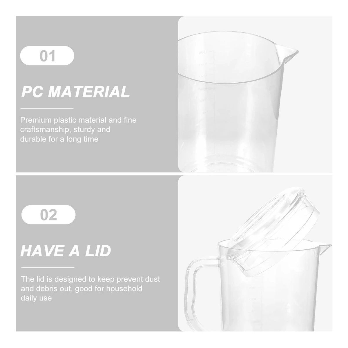 PC Water Jug with Lid - 1800ml | Single pc Box Packing — view 5