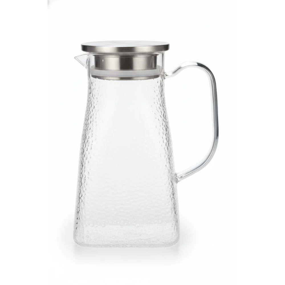 VAMA Square PC Jug with SS Lid - 1500ml | Dual Pour Design (Wide Flow & Strainer) | Single pc Box Packing