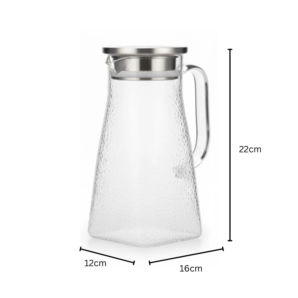 VAMA Square PC Jug with SS Lid - 1500ml | Dual Pour Design (Wide Flow & Strainer) | Single pc Box Packing — view 2