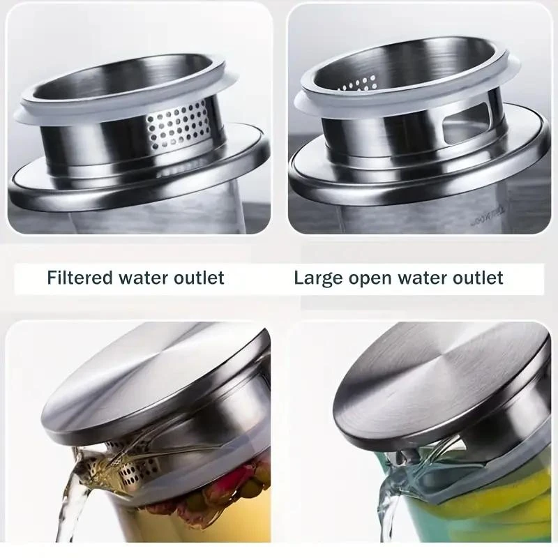 VAMA Square PC Jug with SS Lid - 1500ml | Dual Pour Design (Wide Flow & Strainer) | Single pc Box Packing — view 5