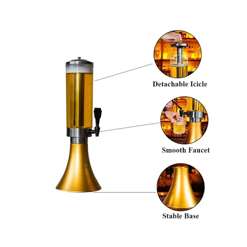 Beer Tower with SS Gel Based Ice Tube & LED Lights - 3L — view 6