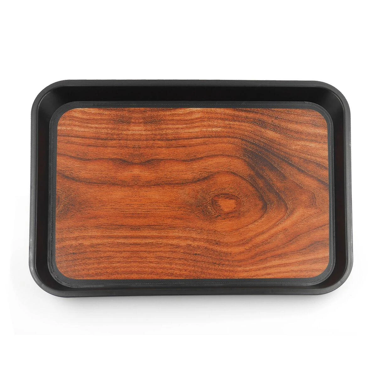 Anti Skid Tray - Heavy | Rectangle | Wooden Finish with Side Ears — BIG