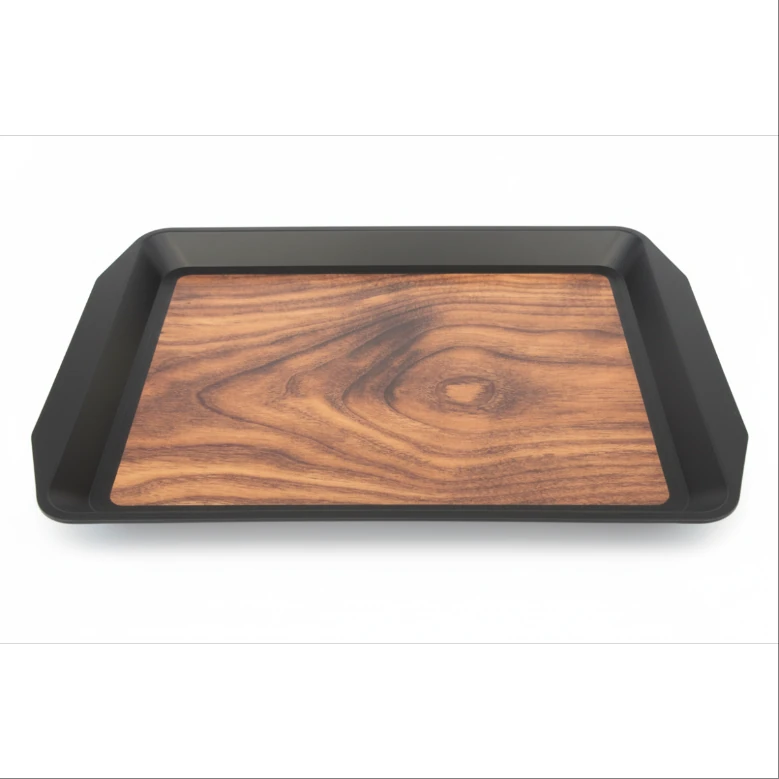 Anti Skid Tray - Heavy | Rectangle | Wooden Finish with Side Ears
