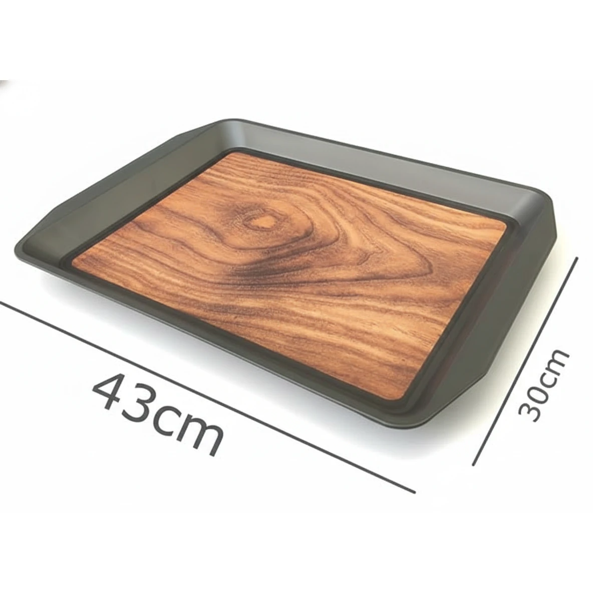 Anti Skid Tray - Heavy | Rectangle | Wooden Finish with Side Ears — view 2