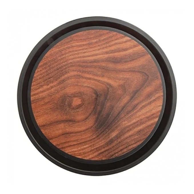Anti Skid Tray - Heavy | Round | Wooden Finish with Side Ears | 16"