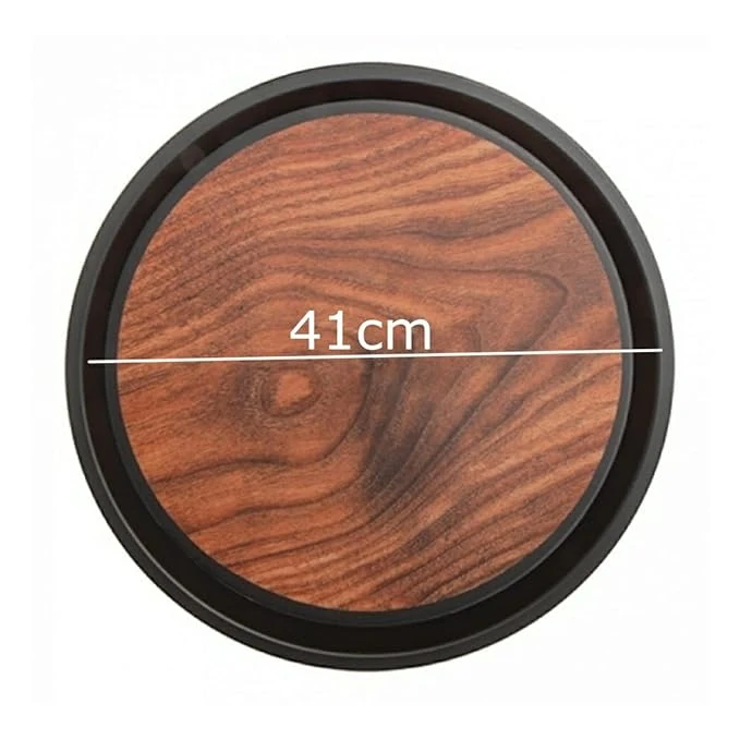 Anti Skid Tray - Heavy | Round | Wooden Finish with Side Ears | 16" — view 2