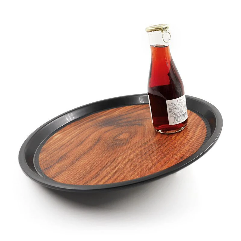 Anti Skid Tray - Heavy | Round | Wooden Finish with Side Ears | 16" — view 5