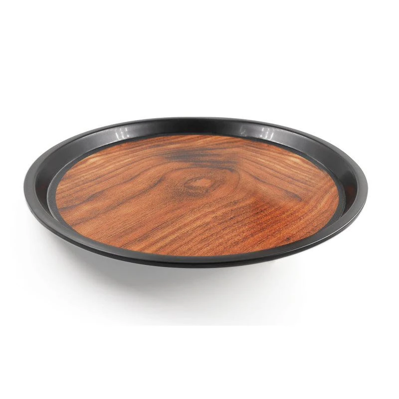 Anti Skid Tray - Heavy | Round | Wooden Finish with Side Ears | 16" — view 7