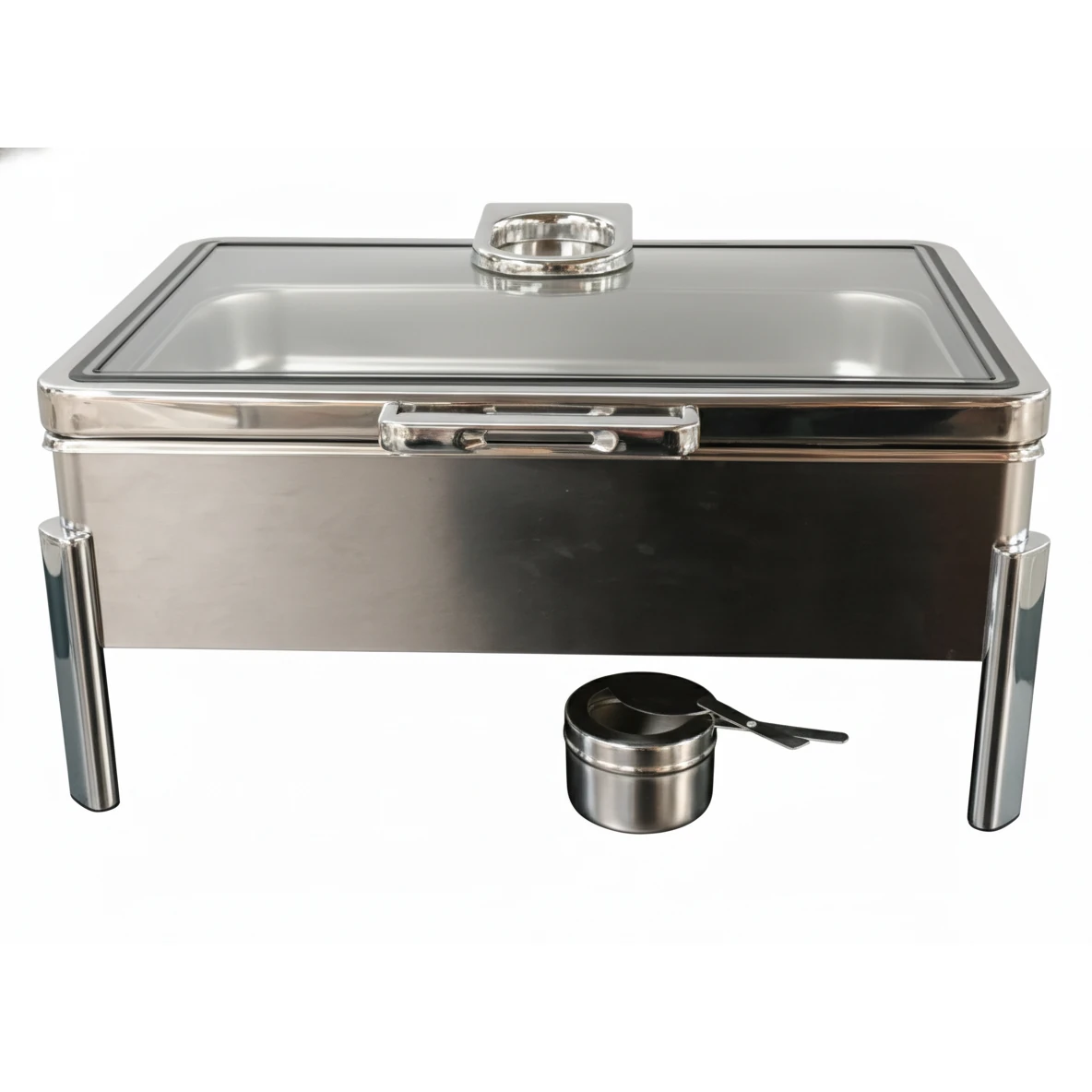 Chafing Dish Rectangle 9L with Gel Based Heating + Transparent Lid + Hydraulic Soft Close (GN Pan of 65mm) — view 5