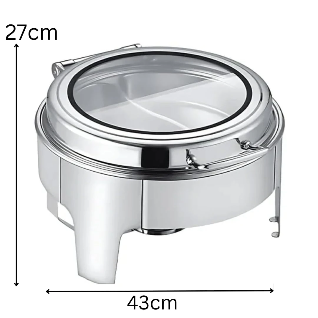 Chafing Dish Round 6L with Gel Based Heating + Transparent Lid + Hydraulic Soft Close (1 GN Pan of 65mm) — view 2