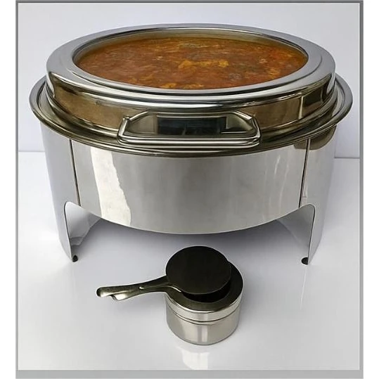 Chafing Dish Round 6L with Gel Based Heating + Transparent Lid + Hydraulic Soft Close (1 GN Pan of 65mm) — view 3