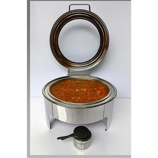 Chafing Dish Round 6L with Gel Based Heating + Transparent Lid + Hydraulic Soft Close (1 GN Pan of 65mm) — view 4