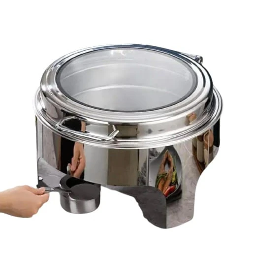 Chafing Dish Round 6L with Gel Based Heating + Transparent Lid + Hydraulic Soft Close (1 GN Pan of 65mm) — view 6