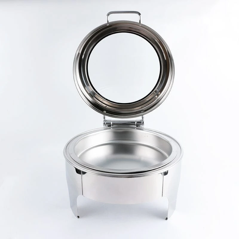 Chafing Dish Round 6L with Gel Based Heating + Transparent Lid + Hydraulic Soft Close (1 GN Pan of 65mm) — view 9