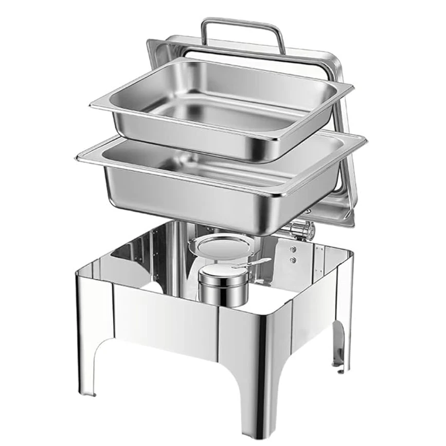 Chafing Dish Square 6L with Gel Based Heating + Transparent Lid + Hydraulic Soft Close (1 GN Pan of 2/3 65mm) — view 4