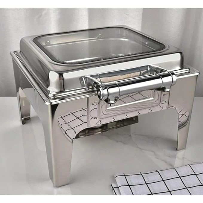 Chafing Dish Square 6L with Gel Based Heating + Transparent Lid + Hydraulic Soft Close (1 GN Pan of 2/3 65mm) — view 5