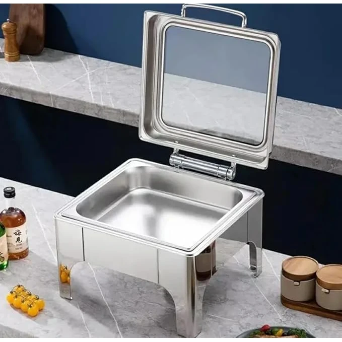 Chafing Dish Square 6L with Gel Based Heating + Transparent Lid + Hydraulic Soft Close (1 GN Pan of 2/3 65mm) — view 6