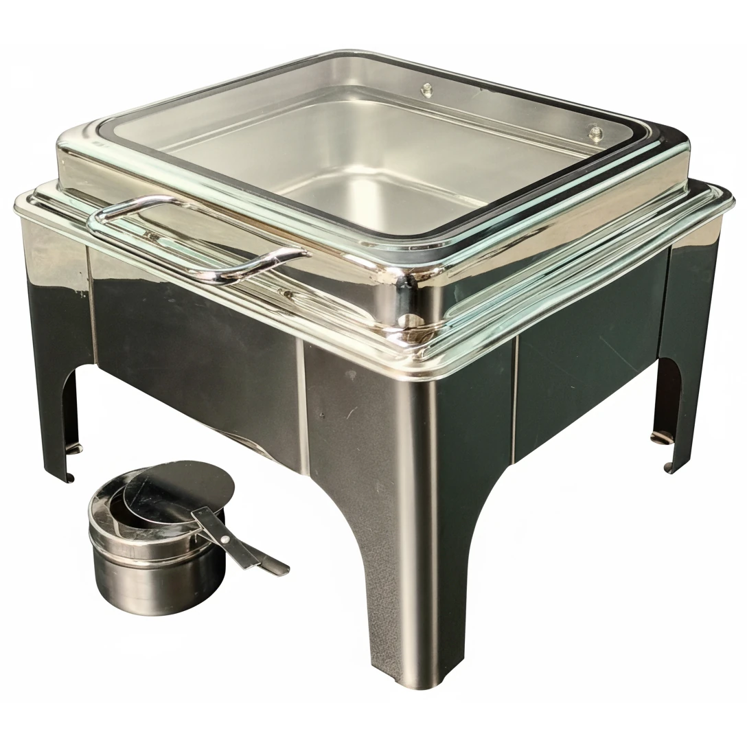 Chafing Dish Square 6L with Gel Based Heating + Transparent Lid + Hydraulic Soft Close (1 GN Pan of 2/3 65mm) — view 7