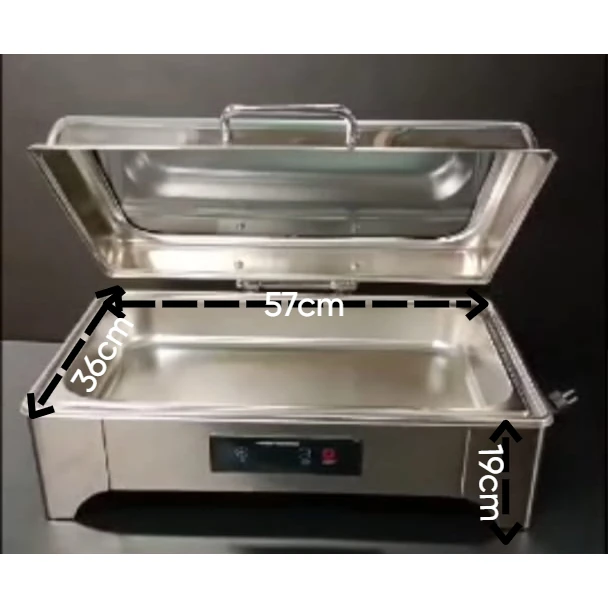 Digital Chafing Dish Rectangle 9L with Inbuilt Heater + Transparent Lid + Hydraulic Soft Close (1 GN Pans of 1/1 65mm) — view 2