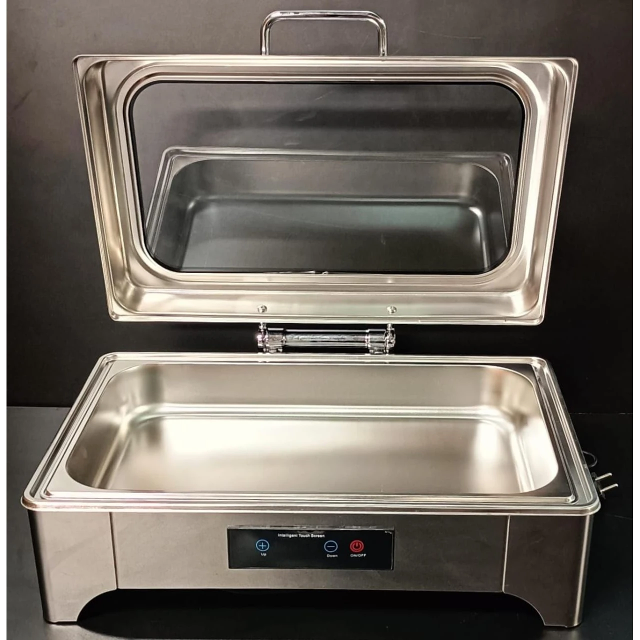 Digital Chafing Dish Rectangle 9L with Inbuilt Heater + Transparent Lid + Hydraulic Soft Close (1 GN Pans of 1/1 65mm) — view 9