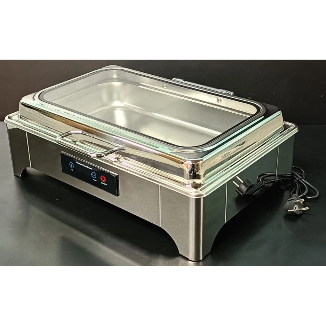 Digital Chafing Dish Rectangle 9L with Inbuilt Heater + Transparent Lid + Hydraulic Soft Close (1 GN Pans of 1/1 65mm) — view 11