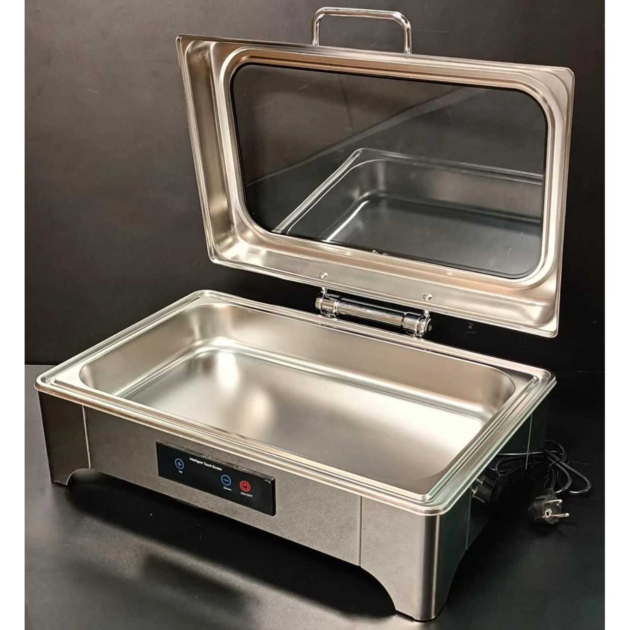 Digital Chafing Dish Rectangle 9L with Inbuilt Heater + Transparent Lid + Hydraulic Soft Close (1 GN Pans of 1/1 65mm) — view 12