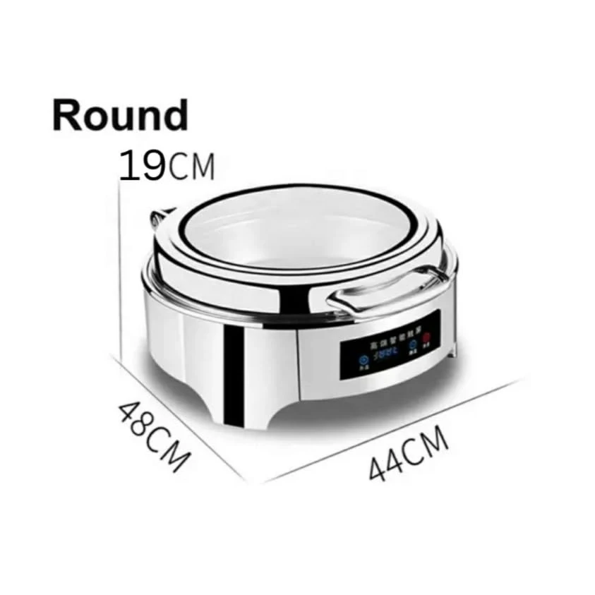 Digital Chafing Dish Round 6L with Inbuilt Heater + Transparent Lid + Hydraulic Soft Close (1 GN Pan of 65mm) — view 2