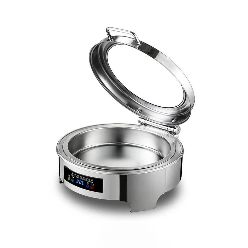 Digital Chafing Dish Round 6L with Inbuilt Heater + Transparent Lid + Hydraulic Soft Close (1 GN Pan of 65mm) — view 6