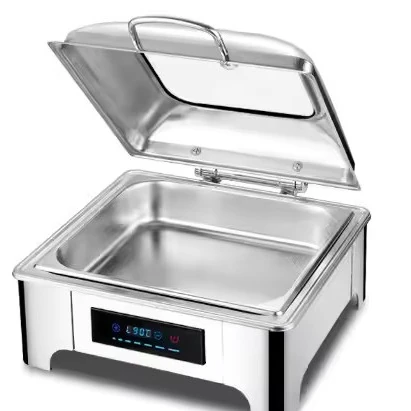 Digital Chafing Dish Square 6L with Inbuilt Heater + Transparent Lid + Hydraulic Soft Close (1 GN Pan of 2/3 65mm) — view 4
