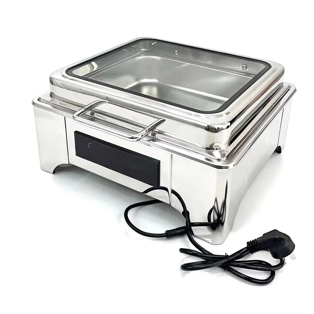 Digital Chafing Dish Square 6L with Inbuilt Heater + Transparent Lid + Hydraulic Soft Close (1 GN Pan of 2/3 65mm) — view 5