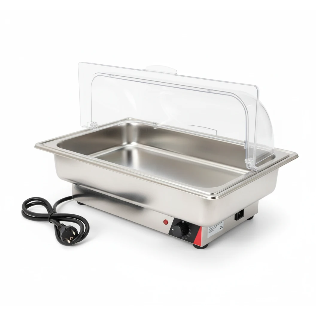 Electric Chafing Dish - Rectangle with PC Roll Top Lid